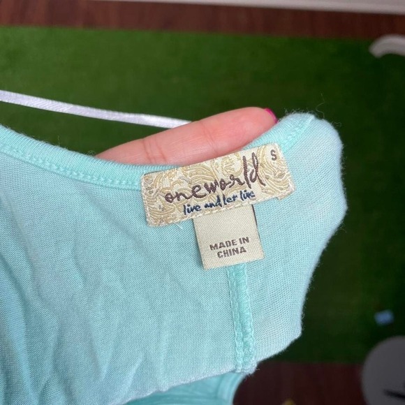 Vintage Y2K One World Beaded Neckline Asymmetrical Hem Blue Ombré Boho Glam - Picture 4 of 7